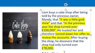 How to apply misrepresentation Liam cupcake scenario [upl. by Win]