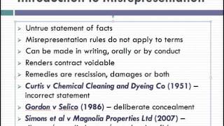 Misrepresentation Lecture 1 of 4 [upl. by Aihtiekal]